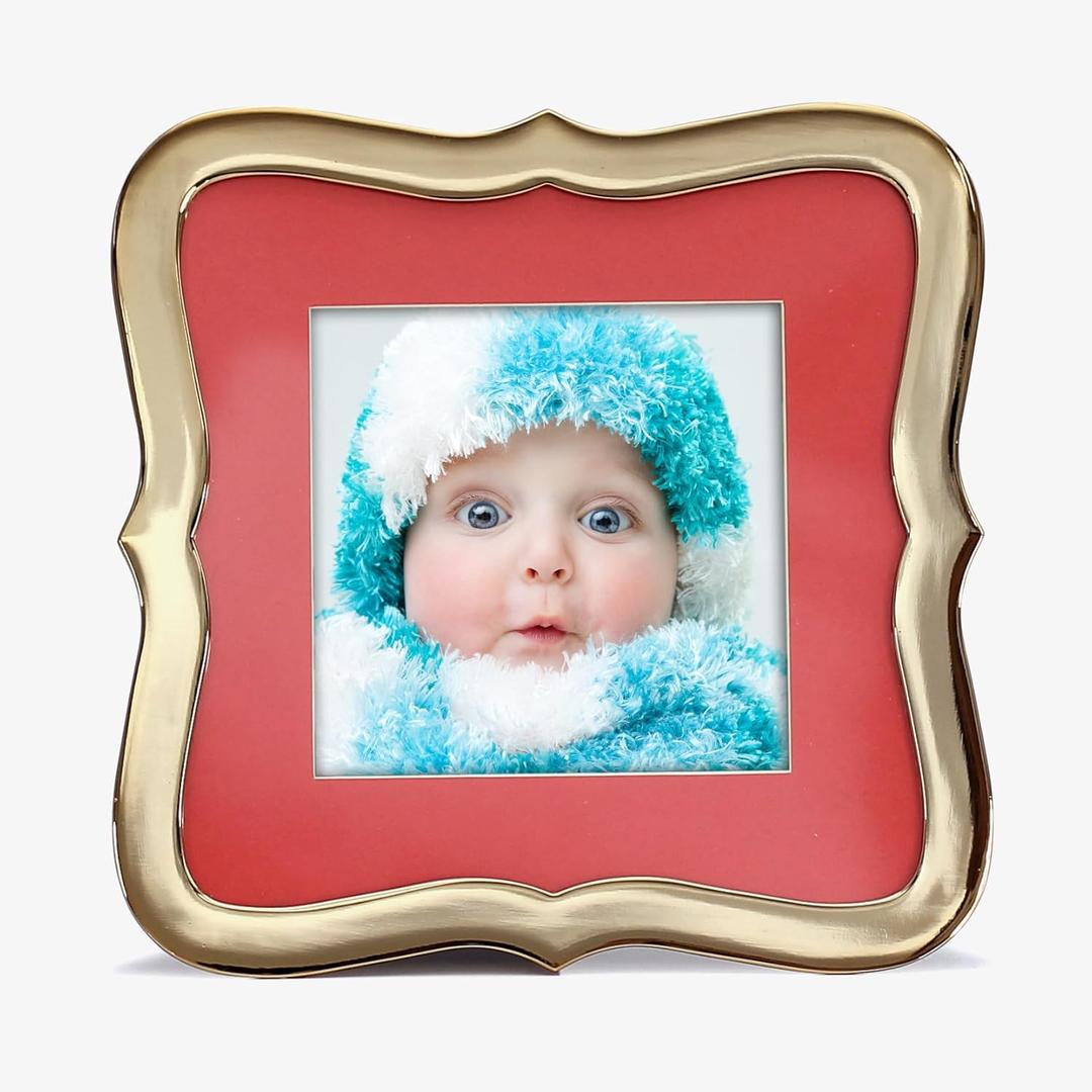 MIMOSA MOMENTS Metal Picture Frame with Printed Red Mat for 4x4 Photo (4x4, Brass) MIMOSA MOMENTS Metal Picture Frame with Printed Red Mat for 4x4 Photo (4x4, Brass)