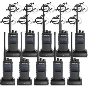 Retevis RT86A Long Range Walkie Talkies,Heavy Duty Durable 2 Way Radio with Earpiece,Professional Two Way Radio High Power,Group Call,Easy Pairing,2500mAh Rechargeable,for Industrial Warehouse(10Pack)