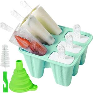 Popsicle MoldPopsicle Maker Popsicle Molds 6 Pieces Silicone Ice Pop Molds BPA Free Popsicle Mold Reusable Easy Release Ice Pop Make (Green)