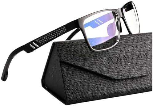 ANYLUV Blue Light Blocking Glasses Men Computer Gaming Glasses Lightweight Al-Mg Metal Anti Eyestrain Eye Protection