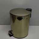 mDesign Metal 1.3 Gallon/5 Liter Round Step Trash Wastebasket, Garbage Container Bin with Lid for Bathroom, Powder Room, Bedroom, Kitchen, Craft Room, Office - Removable Liner Bucket - Soft Brass