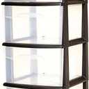 HOMZ Drawer Tower, 5-Tier Clear Plastic Storage Organizer, Black Frame