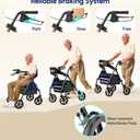 Bluelog Walkers for Seniors Rollator Walkers with Seat, 350lb Capacity with Cup Holder & Cane Holder, 8'' All Terrain Wheels, Adjustable Handles and Seat Height, Foldable Design, Blue