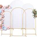 Metal Arch Backdrop Stand and Cover Set, 7.2FT, 6.6FT, 6FT Wedding Arch Frame, Easy to Assemble, Gold Arch Stand for Birthday, Party, Baby Shower, Graduation Ceremony (White)