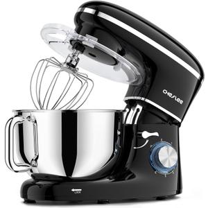 CHeflee Stand Mixer,600W 6+P With 6.5QT Stainless Steel Bowl,Dough Hook, Wire Whip & Beater,for Most Home Cooks,Black