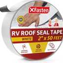XFasten RV Roof Repair Tape White, 2 Inch x 50 Feet, Waterproof Mess-Free Sealant Tape for Camper Roof, RV Rubber Patch, Trailer, Vent, Skylight, and Boat Sealing  Super Strong UV-Resistant Adhesion