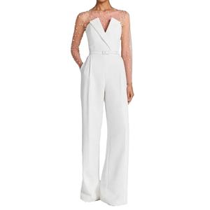 LETSVDO Women's Elegant Strapless Jumpsuit Dressy Sleeveless Wide Leg Tube Top Formal Wedding Cocktail Party Rompers Outfits, XL