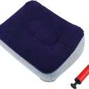 Foot Rest Pillow, PVC Inflatable Foot Rest Mat with Air Pump Travel Foot Rest Pillow for Office Home Travel Car Airplane(Gray + Blue)