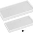 Silicone Countertop Tray  Small + Large Bathroom Vanity Organizer for Soap Dispenser, Lotion Bottles, Perfume, Candles, Keys  Shatterproof Sink Tray (Set - Small (7.8") + Large (11.8"), White)