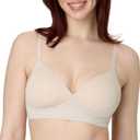 Maidenform Women's Wireless Bra, Barely There No-Show Bra for Women, Full Coverage, Convertible Straps (Large) DD, Beige Bisque