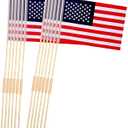 12 Pack 8x12 Inch American Flags on Stick, American Flags for Outside, USA Stick Flag with Handheld and Grounded Multi-Purpose Flagpole, Memorial Day, 4th of July Decorations, Veterans Day, Patriotic Decorations
