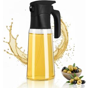300ml Black Glass Olive Oil Spray Bottle, (only supports spray use), Precise Dosage Control, Ideal for Kitchen, Air Fryer, Salads, Frying & Grilling.(Black)