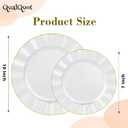 72PCS Pearl White Plastic Plates, Heavy Duty Disposable Party Plates with Gold Rim, 36 Dinner and 36 Dessert for Parties and Wedding