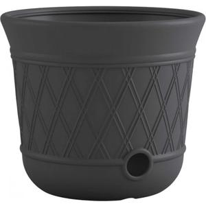 Suncast Lattice Hose Pot for Outdoor Garden Storage, Peppercorn - Holds 300 ft Expandable or 50 ft Standard 5/8" Vinyl Hoses, Resin Hideaway Organizer with Drainage and Water Supply Port (1 Pack)