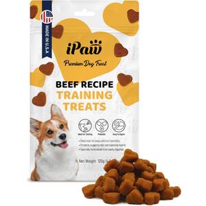 iPaw Dog Treats for Puppy Training, All Natural Human Grade Soft Dog Treat with Probiotics, Hypoallergenic, Easy to Digest (Beef), Best By 22 January 2025 