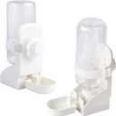 2Pcs 17oz Rabbit Water Feeder, Pet Cage Suspended Dispenser, Hanging Automatic Small Animal Water Bottle Bowl for Bunny Chinchilla Hedgehog Ferret Hamster (White+White)