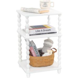 Fultyle End Table, Small Side Table with 3 Tier Open Shelf, Modern NightStand Bedside Table for Living Room, Bedroom, Office and Small Spaces (White)