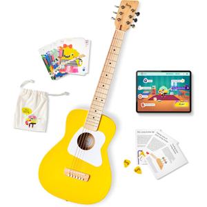 Loog Pro VI Acoustic kids real guitar for Beginners Compact size Ages 9+ Learning app and Lessons included Yellow