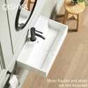 Wall Mount Rectangular Bathroom Sink, QISHKA 22"x12.4" Modern Ceramic Floating Vessel Sink, White Rectangle Vanity Sink with Overflow, Wall Hung Wash Hand Basin