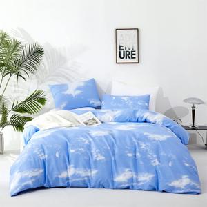 KAREVER Blue Cloud Comforter Set King Size Sky Blue Bedding Women 3 Pieces Soft Light Blue King Bed Blanket Set for All Season as Gift (King(104''* 90''))