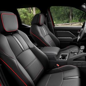 DiffCar® for Toyota Tacoma Seat Covers 2024 2025 2026(Gas Only), Full Set Faux Nappa Leather Truck Accessories for Tacoma Double Cab 4th Gen, Car Pickup Seat Protector Custom Fit Front Rear, Black/Red