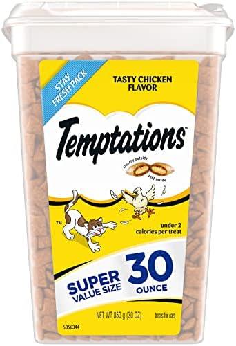 Temptations Classic Crunchy and Soft Cat Treats Tasty Chicken Flavor, 30 oz. Tub, Best By: 04/11/25