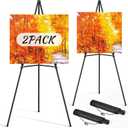 Easel Stand for Sign Portable,66" Art Easel Stand for Painting, Adjustable Metal Easels for Display,Wedding Signs, Posters-Black(2 Pack)