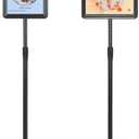 HUAZI Sign Stand Holder 8.5×11-Inch Adjustable Floor Standing with Heavy Duty Base, Both Vertical & Horizontal View Displayed,Snap-Open Frame with Round Safety Corner for Indoor Outdoor,Black, 1PACK