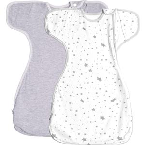 Swaddle Sack with Arms Up Design 2 Packs,Improves Sleep,Keeps Babies Calm and Relaxed,Baby Sleep Sack 3-Way Transitions to Arms-Free Wearable Blanket for Newborn