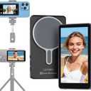 Vlog Selfie Monitor Screen, Vlog Magnetic 4K 60fps Video Recording for iPhone & Android, Wireless Screen Mirroring with Remote Control, Content Creator Essentials, Live Stream & TikTok (Black)
