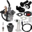 PZ19 Carburetor Kit for for 50cc 70cc 80cc 90cc 110cc 125cc ATV Dirt Pit Bike, Durable, Ideal for TaoTao Honda CRF, Chinese Quad 4 Stroke, ATV Go Kart Pit Dirt Bike (bracket)