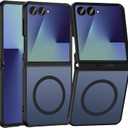 Halokin for Samsung Galaxy Z Flip 7 Case Magnetic, Z Flip 7 Case [Compatible with MagSafe], Translucent Matte Military Grade Drop Protection Slim Fit Hard PC Rugged Phone Cover for ZFlip7,Black