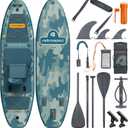 Retrospec June Inflatable Fishing Paddle Board 11’6” with Removable Seat – Puncture-Resistant Paddle Board for Fishing with Rod Holders, Non-Slip Deck Pad & Accessories, River Rock 