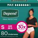 Depend Fresh Protection Adult Diapers, Incontinence & Postpartum Bladder Leak Underwear for Women, Disposable, Maximum, Small, Blush, 80 Count (2 Packs of 40)