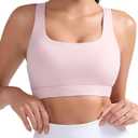 RUNNING GIRL High Impact Sports Bras for Women, High Support Running Strappy Women's Sports Bra with Sewn in Pads (Pink, L)