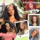 CINHOO Deep Curly Brown Headband Wigs for Black Women 12inch Short Deep Chocolate Brown Base with Gradual Warm Caramel Brown Highlights & Tips Headband Wig for Women Curly Half Wigs with Headbands
