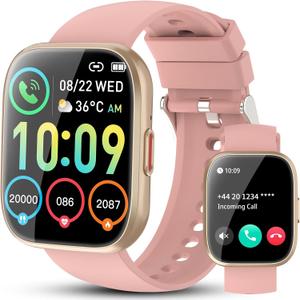 Smart Watch for Women, 1.85" TFT-Touch Screen Smartwatch with Call Function, 112 Sport Modes, Fitness Tracker with 24/7 Heart Rate/Sleep Monitor, IP68 Waterproof, Fitness Watch for Android/iOS, Pink