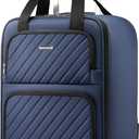 LUGGEX Underseat Carry On Luggage with Wheels, UDK-Plus Large-Capacity Lightweight Soft Sided Personal Item Suitcase for Short Trips (UX-Plus, Blue Black, 16 Inch)