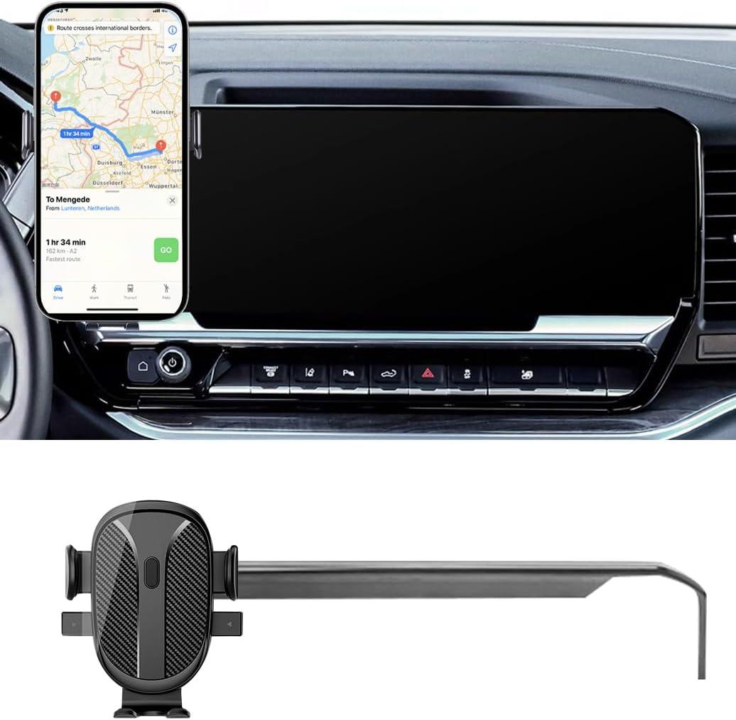 Car Phone Holder for Chevy Silverado/GMC Sierra 1500/2500/3500 Accessories 2022 2023 2024 2025 Custom Dash Mount Cell Phone Holder for Most Smartphones One-Hand Operation(with 13.4inch Screen)