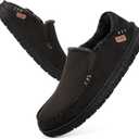 LongBay Men's Moccasin Slippers Comfy Warm Memory Foam House Shoes Winter for Indoor Outdoor (10, Carbon Black)