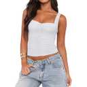 PINKMSTYLE Womens Cropped Mesh Sweetheart Neck Tank Tops Double Lined Sleeveless Summer Tops Going Out Tops, Size: S