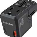 2 x Universal Travel Adapter International Pocket Plug with PD 20W USBC & USBA All-in-one with Type A C G I for US to EU UK AUS USA Worldwide Flight Travel (Black, Not Voltage Converter)