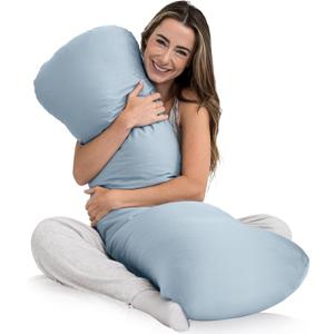 Weighted Body Pillow 8lbs - Weighted Pillow for Deeper Sleep (48" x 14") - Cooling Body Pillows for Adults, Side Sleeper Body Pillows with Cover (X-Large/Arctic Blue)