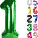 Dark Green Number 1 Balloon 40 Inch, 1st Birthday Balloon for Baby Boy Girl Toddler First Birthday Decorations, Shiny Dark Green Party Supplies