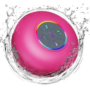 Luzsco Bluetooth Shower Speaker with LED – Portable Wireless Mini Speaker with Mic & Suction Cup, IPX4 Water Resistant for Shower, Travel, Pool, River Floating, and Outdoor Fun (Plum)