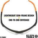 KLEIN TOOLS 60171 Safety Glasses, PPE Protective Eyewear with Semi Frame, Scratch Resistant and Anti-Fog, Clear Lens, 2-Pack