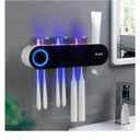 iHave Wall Mounted Electric Toothbrush Holders with 3 Cups, UV Sanitizer, Toothpaste Dispenser, Smart Home Bathroom Accessories & Decor, Black