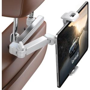 Lamicall Car Headrest Tablet Holder - [Extension Arm] Upgrade Adjustable Tablet Car Mount for Back Seat, Road Trip Essentials for Kids, for 4.7-11" Device like iPad Pro, Air, Mini, Galaxy, Fire, White