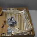 SUOERNUO Clothes Rack with Wheels Garment Rack for Hanging Heavy-Duty Clothing Rack Metal Rolling Clothes Shelves for Bedroom, Closet (Golden) (Golden+Double Rods Small)