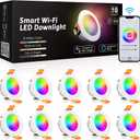inShareplus 10 Pack 2 Inch Smart Recessed Lighting, WiFi LED Downlight 5W 120V, Dimmable RGBCW 2700-6500K Color Changing, Compatible with Alexa/Google, Ceiling Lights with LED Driver (Corlorful)